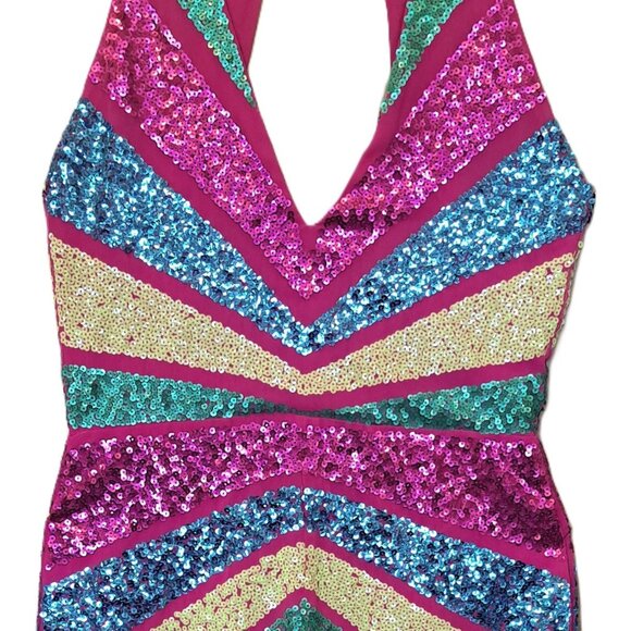 Sequin Halter Hotpants Onesy 4/6 - Picture 4 of 9